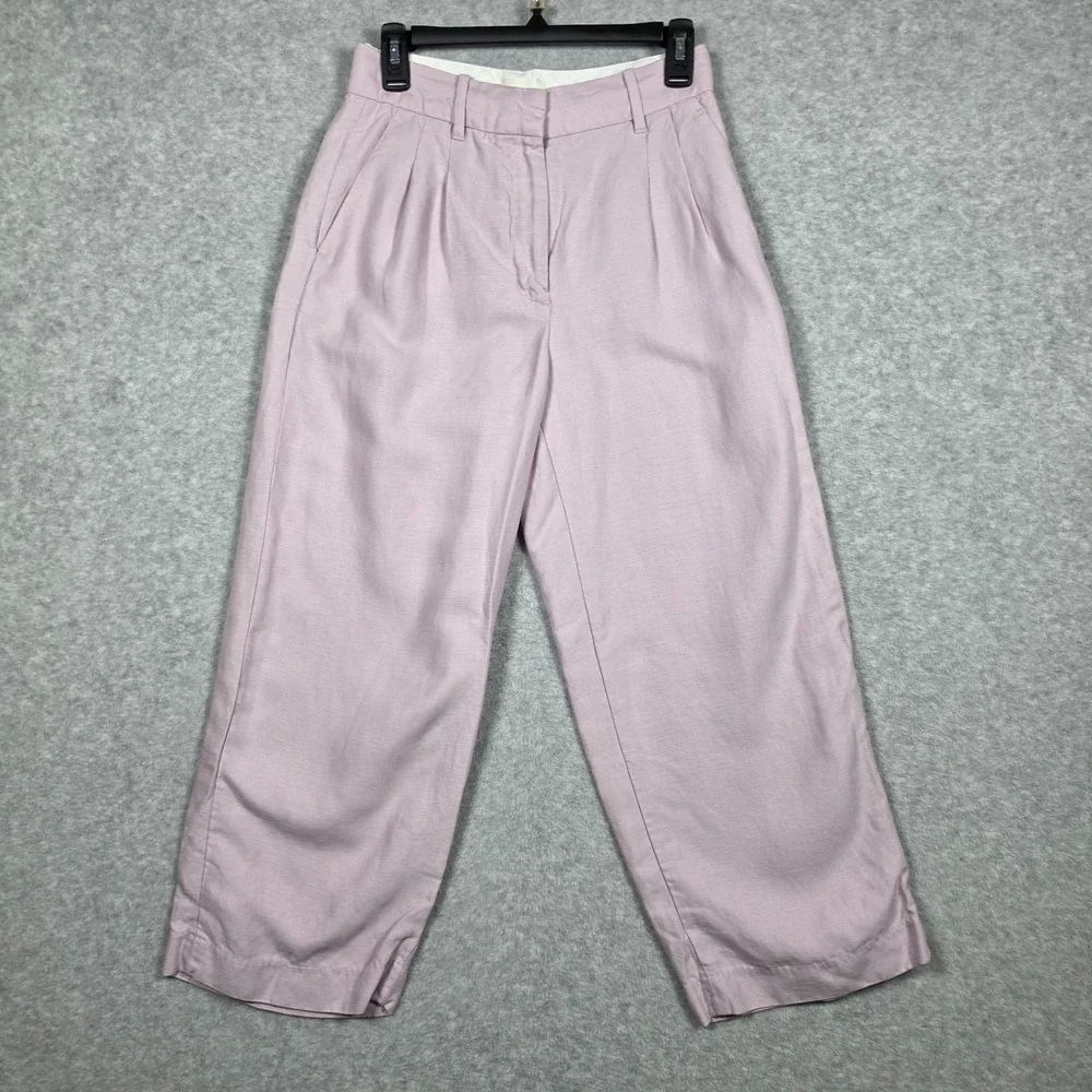 Wilfred Pants Womens Size 4 Lilac The Effortless Pant Cropped Linen Blend Relaxe